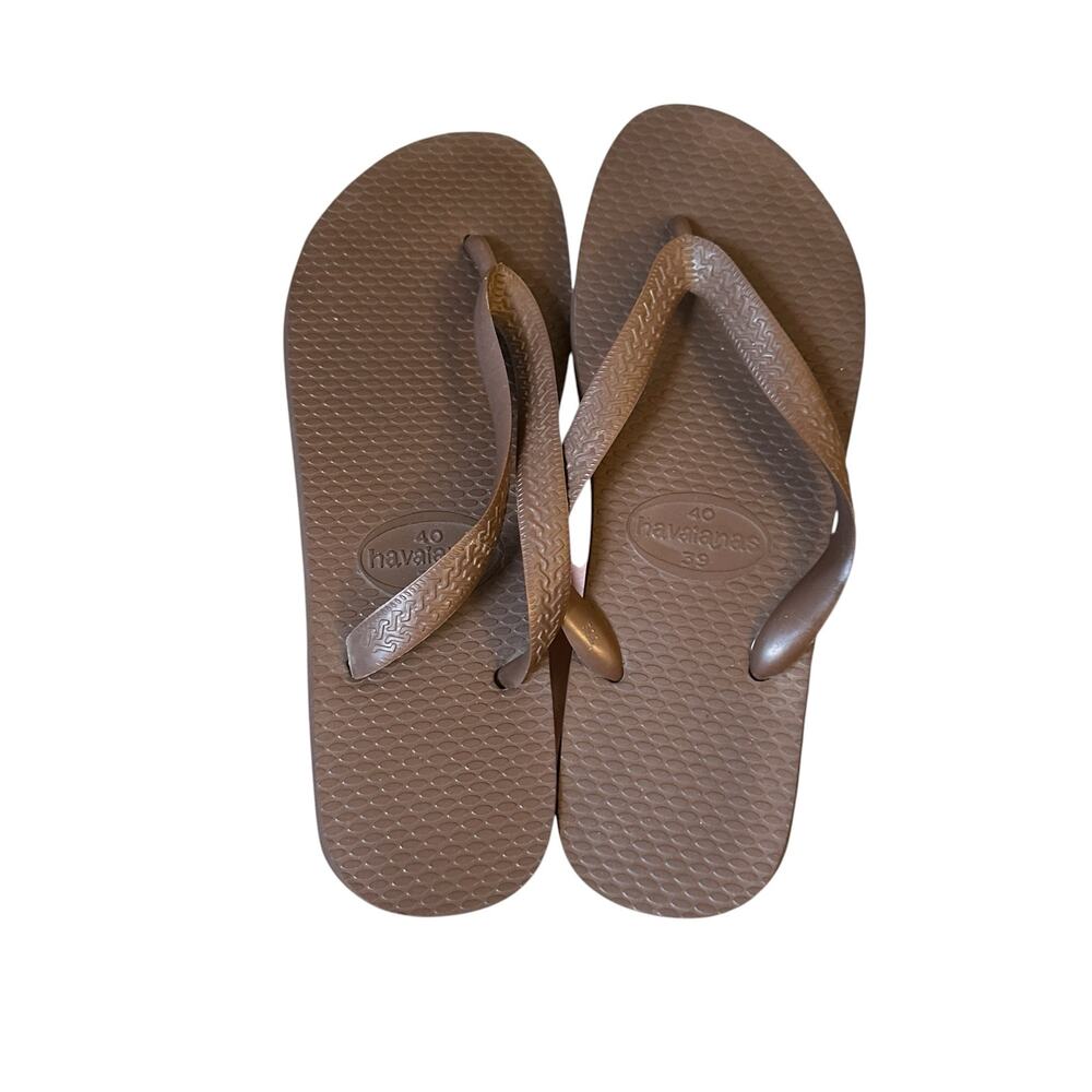 Havaianas Sandals Chocolate Brown Flip Flops Round Toe Beach Summer Size 39-40
